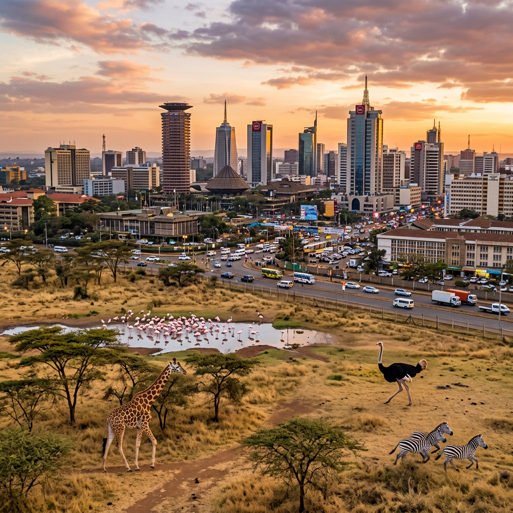 Nairobi City Wildlife: Urban Meets Nature's Majesty | AI Art Generator | Easy-Peasy.AI