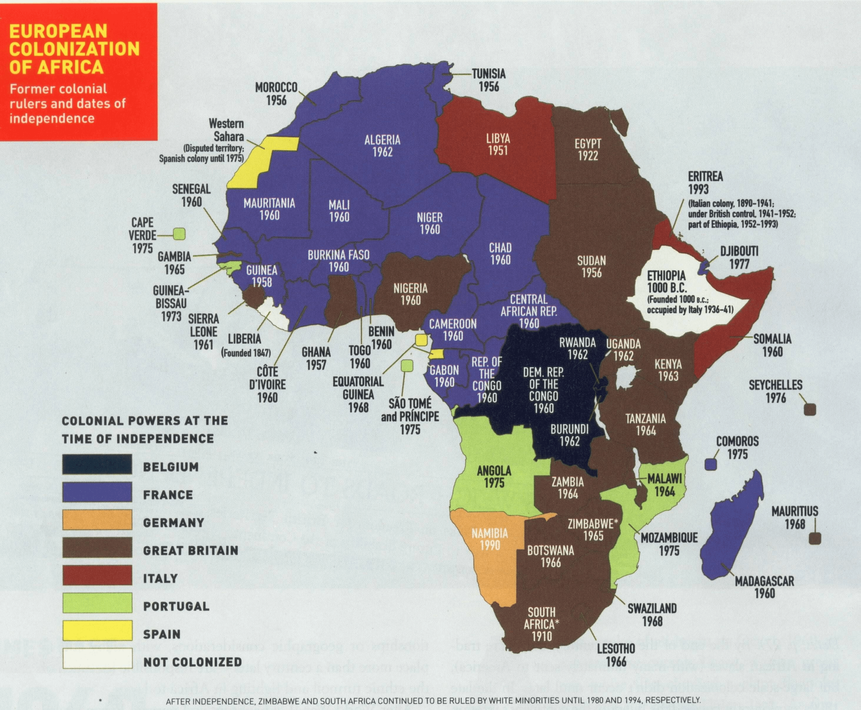 African countries and the year they gained independence : r/MapPorn