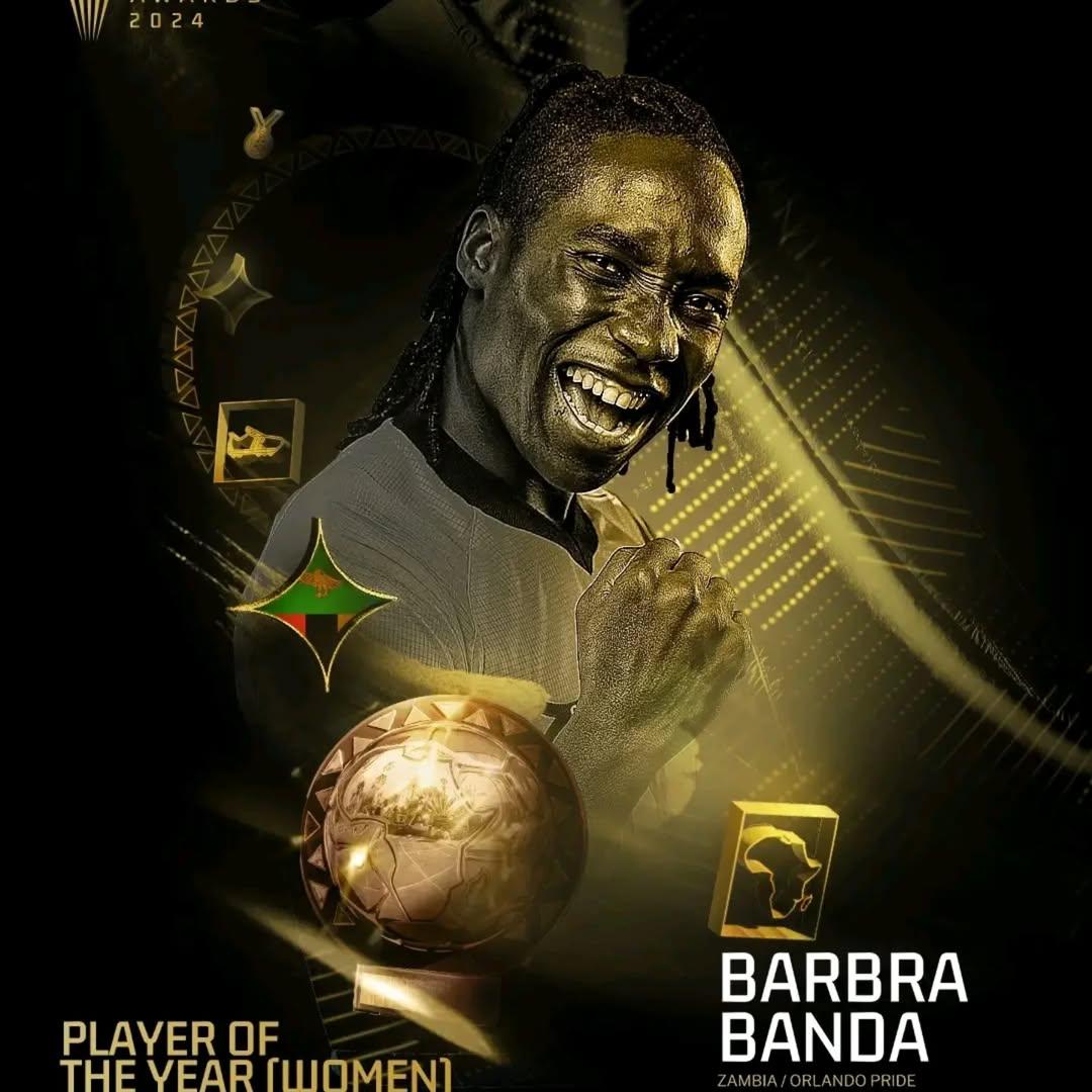Congratulations BB11𝐁𝐚𝐫𝐛𝐫𝐚 𝐁𝐚𝐧𝐝𝐚 is the Women’s Player of the Year after a season of stellar performances! #CAFAwards2024 #zambia